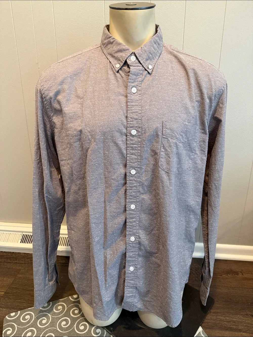 J. Crew Men's XL Heathered Gray Button-Down Shirt